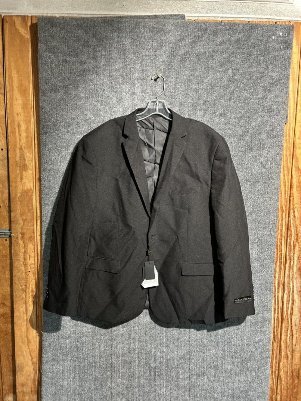 Braveman Suit Jacket Blazer Mens 52R Black Two Button Notch Lapel Formal